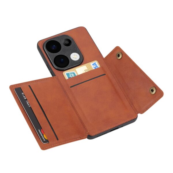 ENKAY Xiaomi Redmi 15C 4G / Poco C85 Double Buckle Card Slots Magnetic Θήκη Σιλικόνης - Brown