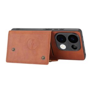 ENKAY Xiaomi Redmi 15C 4G / Poco C85 Double Buckle Card Slots Magnetic Θήκη Σιλικόνης - Brown