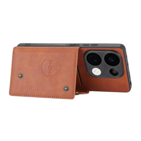 ENKAY Xiaomi Redmi 15C 4G / Poco C85 Double Buckle Card Slots Magnetic Θήκη Σιλικόνης - Brown