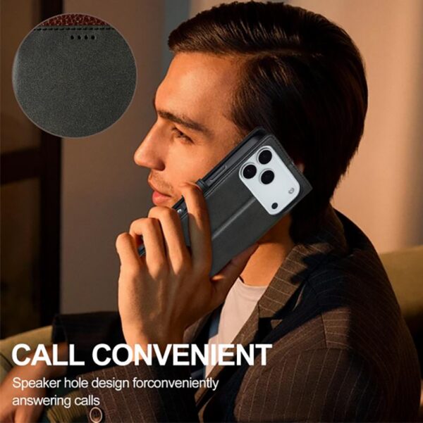 LC.IMEEKE iPhone 17 Pro Max Calf Texture Θήκη Βιβλίο - Black