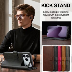 LC.IMEEKE iPhone 17 Pro Max Calf Texture Θήκη Βιβλίο - Black