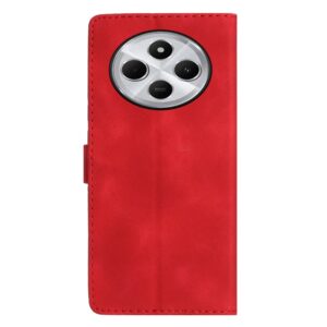 Pattern Xiaomi Redmi 14C 4G Flower Butterfly Embossing Θήκη Βιβλίο - Red