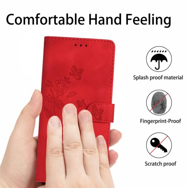 Pattern Xiaomi Redmi 14C 4G Flower Butterfly Embossing Θήκη Βιβλίο - Red