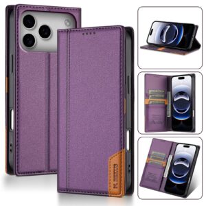 N.Bekus iPhone 17 Pro Max P3 RFID Stitching Magnetic Flip Θήκη Βιβλίο - Purple
