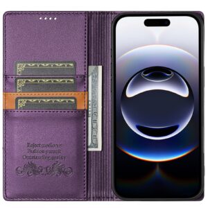 N.Bekus iPhone 17 Pro Max P3 RFID Stitching Magnetic Flip Θήκη Βιβλίο - Purple