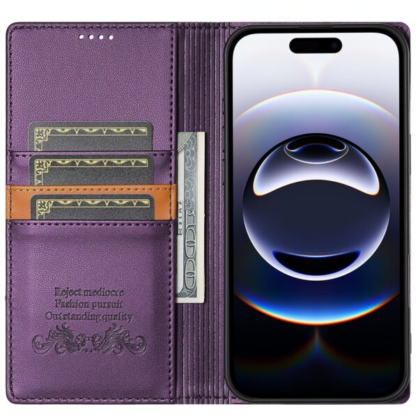 N.Bekus iPhone 17 Pro Max P3 RFID Stitching Magnetic Flip Θήκη Βιβλίο - Purple
