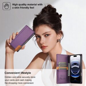 N.Bekus iPhone 17 Pro Max P3 RFID Stitching Magnetic Flip Θήκη Βιβλίο - Purple