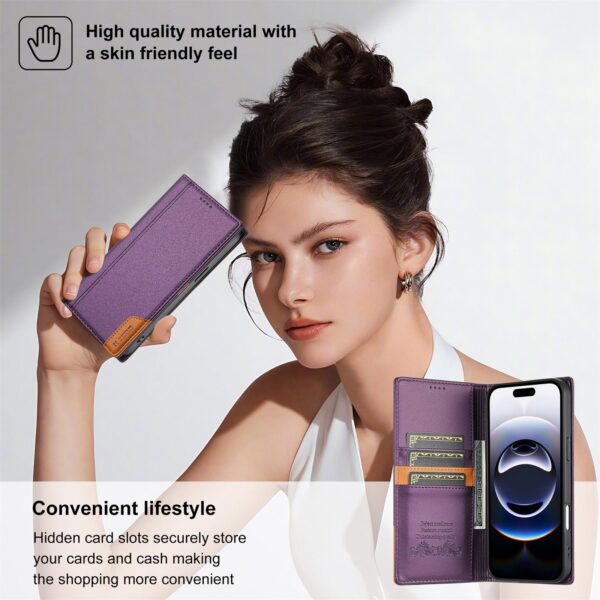 N.Bekus iPhone 17 Pro Max P3 RFID Stitching Magnetic Flip Θήκη Βιβλίο - Purple