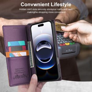 N.Bekus iPhone 17 Pro Max P3 RFID Stitching Magnetic Flip Θήκη Βιβλίο - Purple