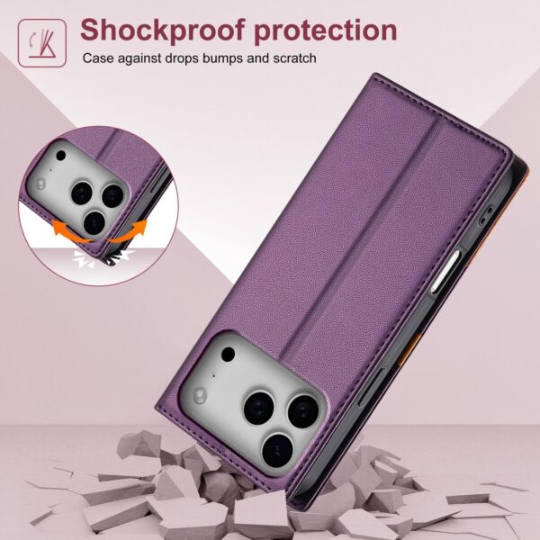N.Bekus iPhone 17 Pro Max P3 RFID Stitching Magnetic Flip Θήκη Βιβλίο - Purple
