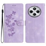 Pattern Xiaomi Redmi 14C 4G Flower Butterfly Embossing Θήκη Βιβλίο - Purple