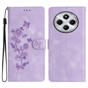 Pattern Xiaomi Redmi 14C 4G Flower Butterfly Embossing Θήκη Βιβλίο - Purple