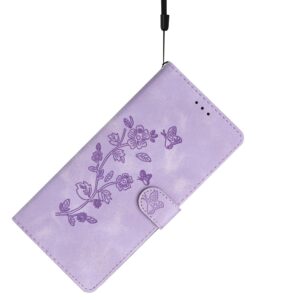 Pattern Xiaomi Redmi 14C 4G Flower Butterfly Embossing Θήκη Βιβλίο - Purple