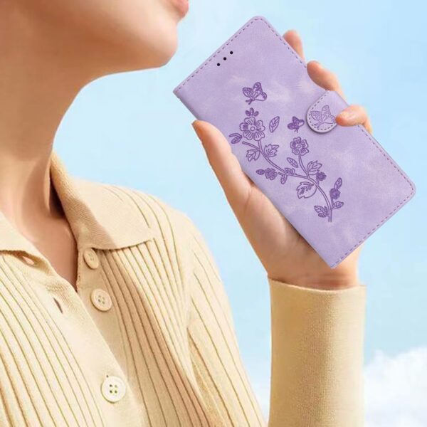 Pattern Xiaomi Redmi 14C 4G Flower Butterfly Embossing Θήκη Βιβλίο - Purple