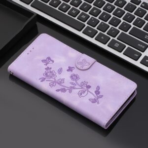 Pattern Xiaomi Redmi 14C 4G Flower Butterfly Embossing Θήκη Βιβλίο - Purple