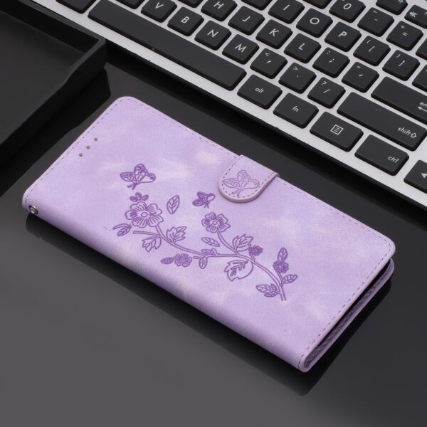 Pattern Xiaomi Redmi 14C 4G Flower Butterfly Embossing Θήκη Βιβλίο - Purple