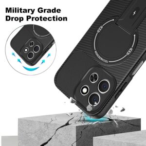 ENKAY Xiaomi Redmi 15C 4G / Poco C85 Carbon Fiber MagSafe with Holder Θήκη Σιλικόνης - Black