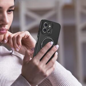 ENKAY Xiaomi Redmi 15C 4G / Poco C85 Carbon Fiber MagSafe with Holder Θήκη Σιλικόνης - Grey