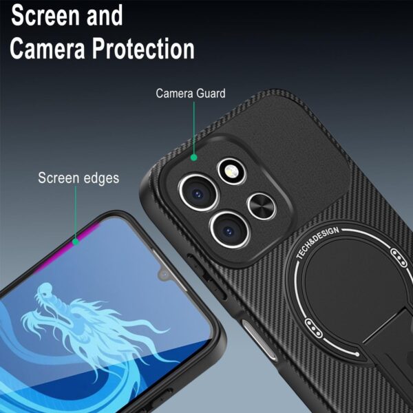 ENKAY Xiaomi Redmi 15C 4G / Poco C85 Carbon Fiber MagSafe with Holder Θήκη Σιλικόνης - Grey