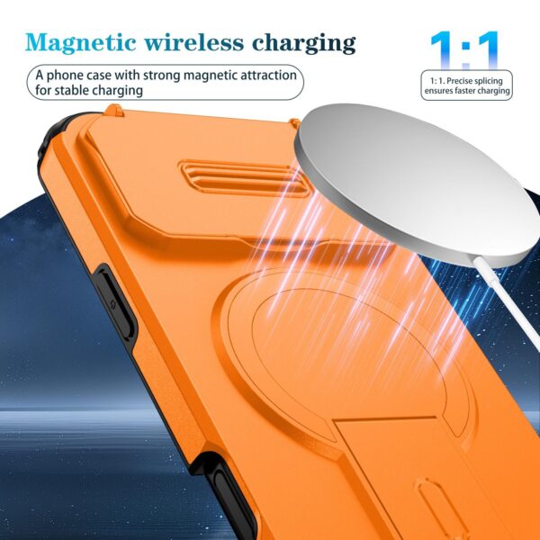 ENKAY iPhone 17 Pro Max MagSafe Sliding Camshield Holder Θήκη Σκληρή - Orange