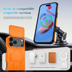 ENKAY iPhone 17 Pro Max MagSafe Sliding Camshield Holder Θήκη Σκληρή - Orange