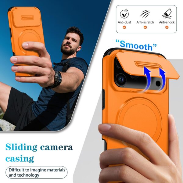 ENKAY iPhone 17 Pro Max MagSafe Sliding Camshield Holder Θήκη Σκληρή - Orange