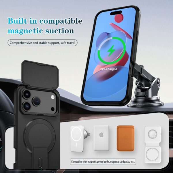 ENKAY iPhone 17 Pro Max MagSafe Sliding Camshield Holder Θήκη Σκληρή - Black