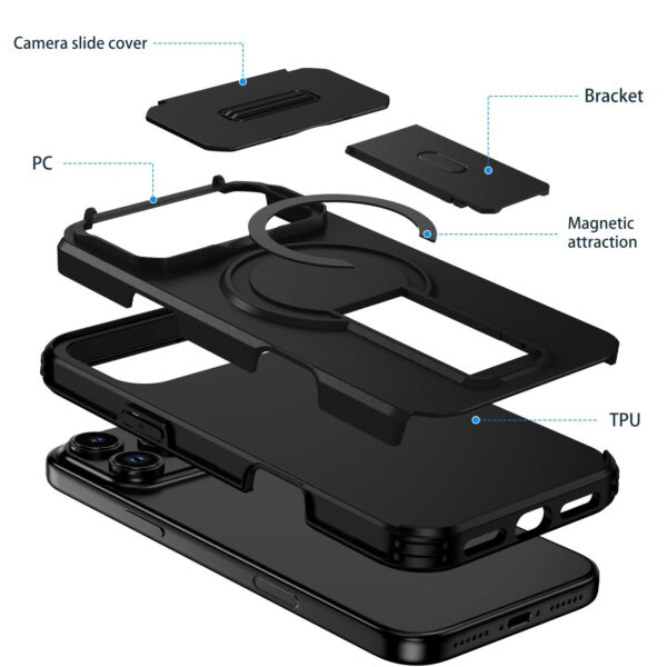 ENKAY iPhone 17 Pro Max MagSafe Sliding Camshield Holder Θήκη Σκληρή - Black