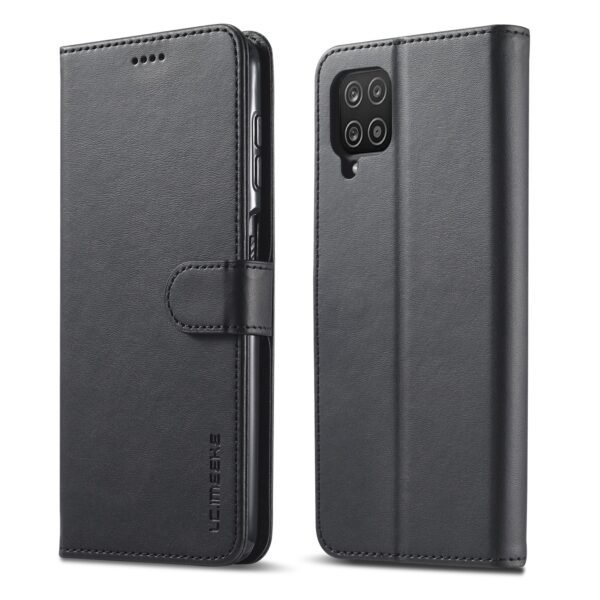 LC.IMEEKE Samsung Galaxy A12 Calf Texture Horizontal Flip and Card Slots Θήκη Βιβλίο - Black