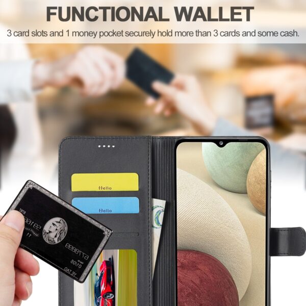 LC.IMEEKE Samsung Galaxy A12 Calf Texture Horizontal Flip and Card Slots Θήκη Βιβλίο - Black