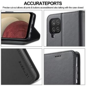 LC.IMEEKE Samsung Galaxy A12 Calf Texture Horizontal Flip and Card Slots Θήκη Βιβλίο - Black