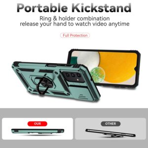 Samsung Galaxy A13 4G Θήκη Σκούρο Πράσινη Με Σταντ Sliding Camshield Holder Phone Case Dark Green
