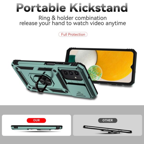 Samsung Galaxy A13 4G Θήκη Σκούρο Πράσινη Με Σταντ Sliding Camshield Holder Phone Case Dark Green