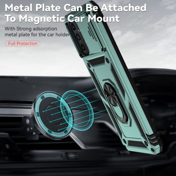 Samsung Galaxy A13 4G Θήκη Σκούρο Πράσινη Με Σταντ Sliding Camshield Holder Phone Case Dark Green