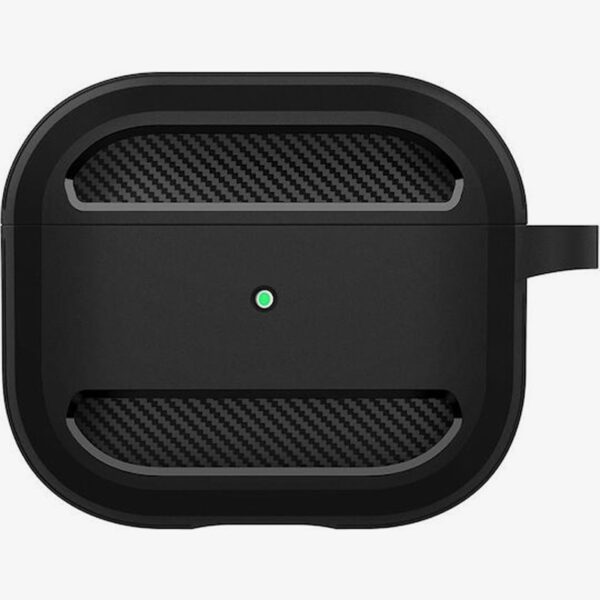 AirPods 3 Θήκη Σιλικόνης με Γάντζο Techsuit Carbon Silicone Case with Hook Black