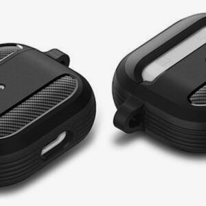 AirPods 3 Θήκη Σιλικόνης με Γάντζο Techsuit Carbon Silicone Case with Hook Black