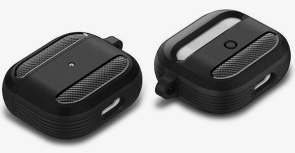 AirPods 3 Θήκη Σιλικόνης με Γάντζο Techsuit Carbon Silicone Case with Hook Black