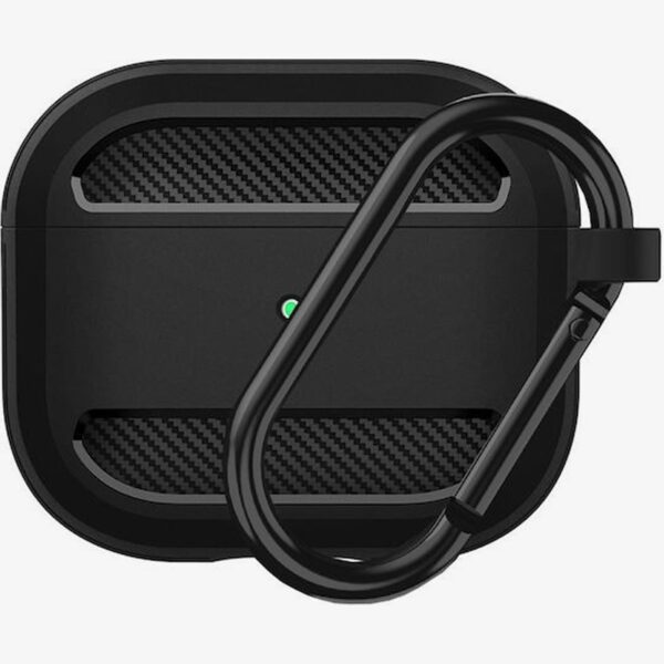 AirPods 3 Θήκη Σιλικόνης με Γάντζο Techsuit Carbon Silicone Case with Hook Black