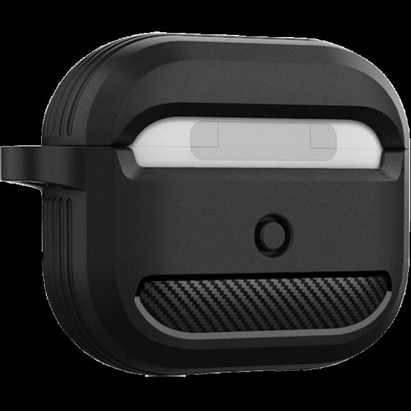 AirPods 3 Θήκη Σιλικόνης με Γάντζο Techsuit Carbon Silicone Case with Hook Black
