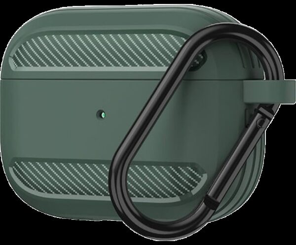 AirPods 3 Θήκη Σιλικόνης με Γάντζο Techsuit Carbon Silicone Case with Hook Green