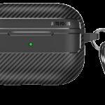 AirPods 4 Θήκη Σιλικόνης με Γάντζο Techsuit Carbon Fiber Armor Case with Hook Black