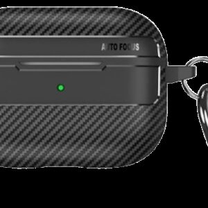AirPods 4 Θήκη Σιλικόνης με Γάντζο Techsuit Carbon Fiber Armor Case with Hook Black