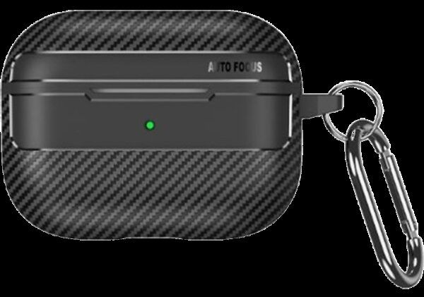 AirPods 4 Θήκη Σιλικόνης με Γάντζο Techsuit Carbon Fiber Armor Case with Hook Black