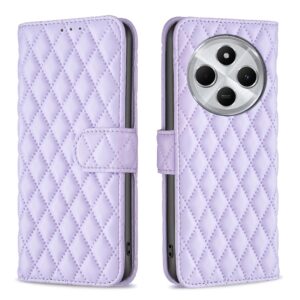 ENKAY Xiaomi Redmi 14C 4G / Poco C75 Diamond Lattice Magnetic Flip Θήκη Βιβλίο - Purple