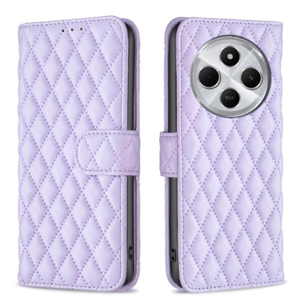 ENKAY Xiaomi Redmi 14C 4G / Poco C75 Diamond Lattice Magnetic Flip Θήκη Βιβλίο - Purple