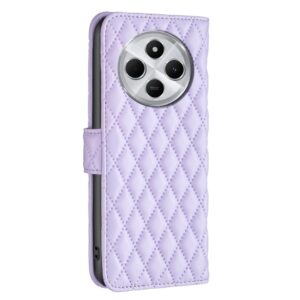 ENKAY Xiaomi Redmi 14C 4G / Poco C75 Diamond Lattice Magnetic Flip Θήκη Βιβλίο - Purple