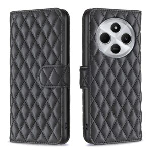 ENKAY Xiaomi Redmi 14C 4G / Poco C75 Diamond Lattice Magnetic Flip Θήκη Βιβλίο - Black