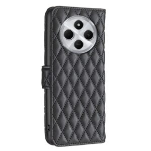 ENKAY Xiaomi Redmi 14C 4G / Poco C75 Diamond Lattice Magnetic Flip Θήκη Βιβλίο - Black