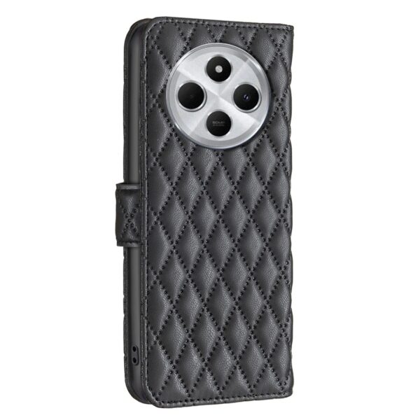 ENKAY Xiaomi Redmi 14C 4G / Poco C75 Diamond Lattice Magnetic Flip Θήκη Βιβλίο - Black
