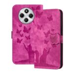 Pattern Xiaomi Redmi 14C 4G / Poco C75 Butterfly Cat Embossing Flip Θήκη Βιβλίο - Pink